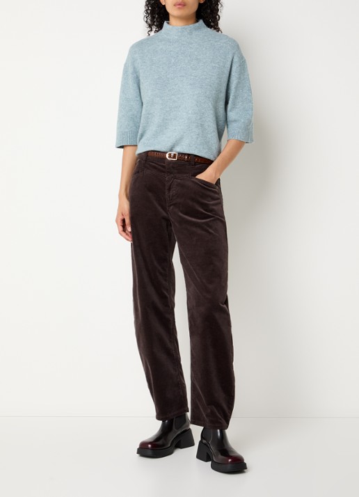 OPUS Fijngebreide pullover in wolblend - voorkant 3 staalblauw
