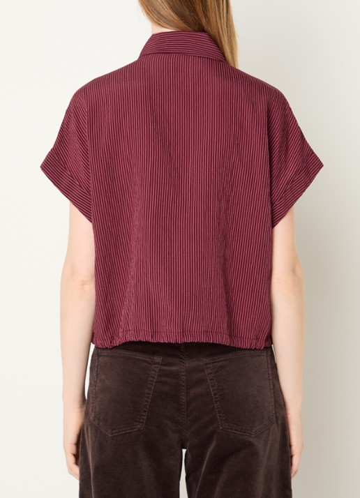 OPUS Flaneta blouse met streepprint - achterkant 4 kersenrood