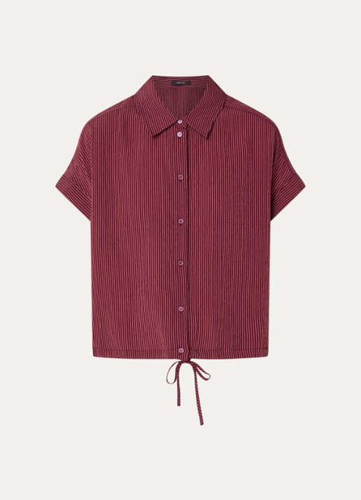 OPUS Flaneta blouse met streepprint - voorkant 2 kersenrood