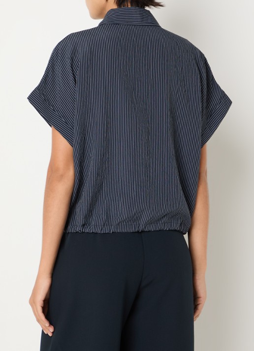 OPUS Flaneta blouse met streepprint - achterkant 3 donkerblauw