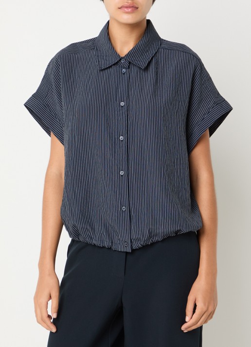 OPUS Flaneta blouse met streepprint - detail 4 donkerblauw