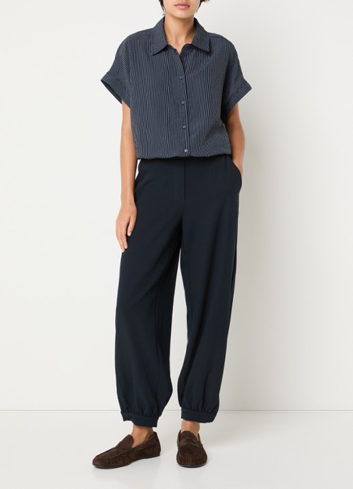OPUS Flaneta blouse met streepprint - voorkant 2 donkerblauw