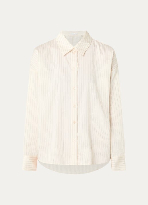 OPUS Flui blouse met streepprint - voorkant gebroken wit