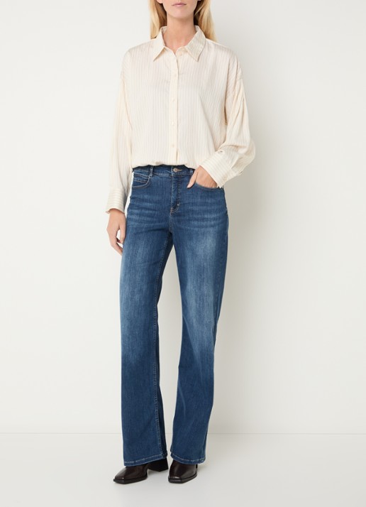 OPUS Flui blouse met streepprint - voorkant 2 gebroken wit