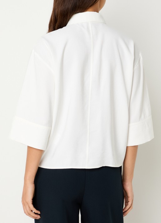 OPUS Fotori blouse met plooidetail en vleermuismouw - achterkant 4 wit