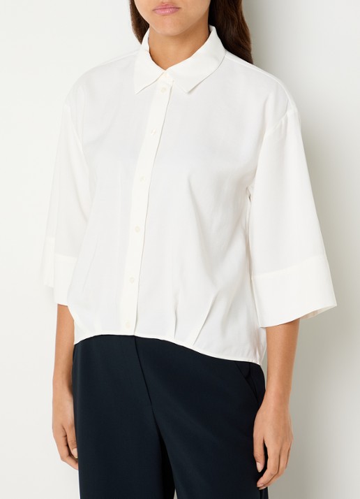 OPUS Fotori blouse met plooidetail - detail wit