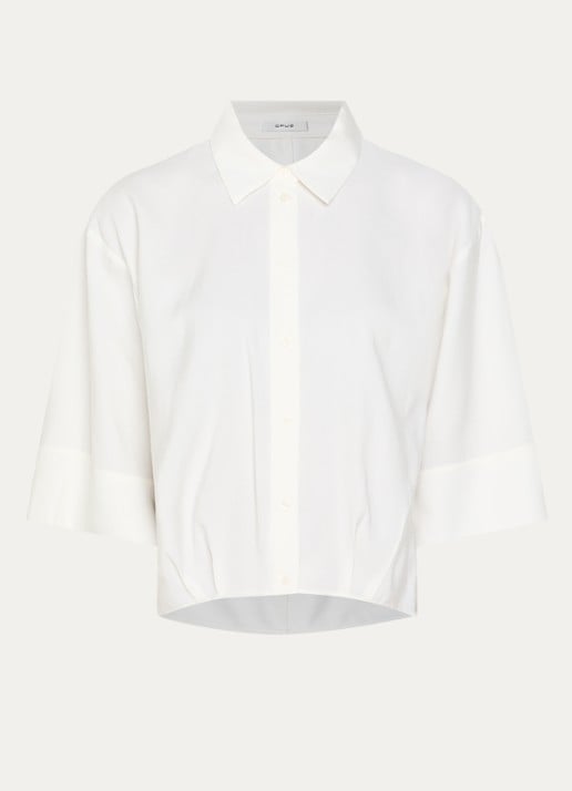 OPUS Fotori blouse met plooidetail - voorkant 3 wit