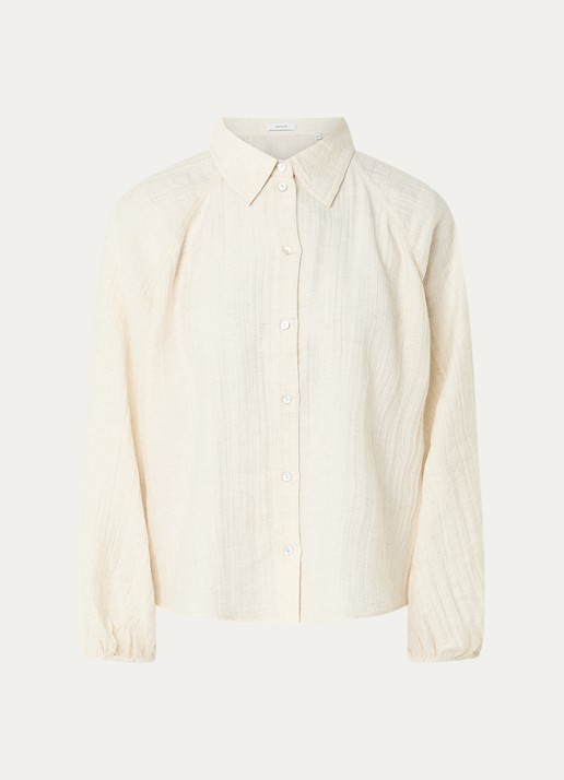 OPUS Framatica blouse in linnenblend - voorkant 2 creme