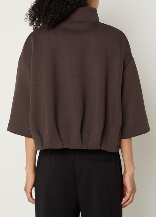 OPUS Galtos sweatvest met opstaande kraag - achterkant 2 donkerbruin