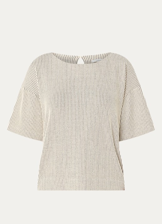 OPUS Gauster top met ribstructuur - voorkant 3 beige