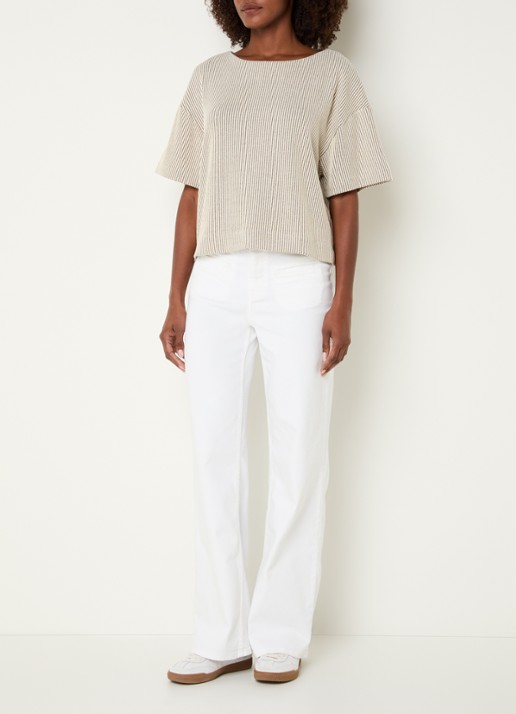 OPUS Gauster top met ribstructuur - voorkant 4 beige