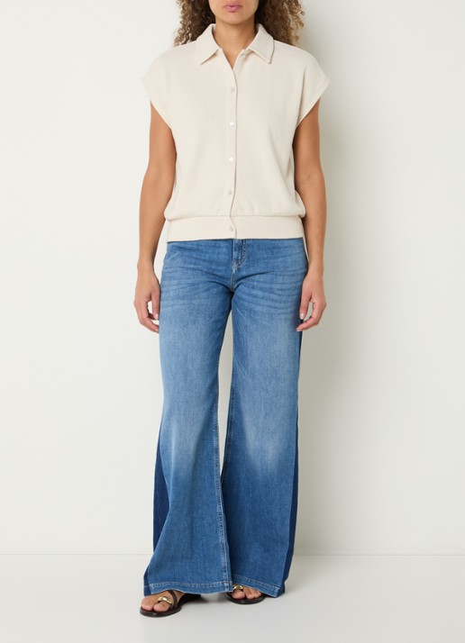 OPUS Glaya mouwloze blouse - voorkant 4 creme