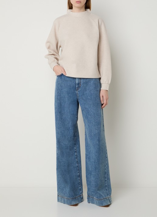 OPUS Grapina sweater met opstaande kraag - voorkant 4 ivoor