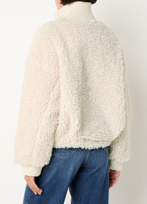 OPUS Halkara jack van teddy met steekzakken - achterkant 3 beige