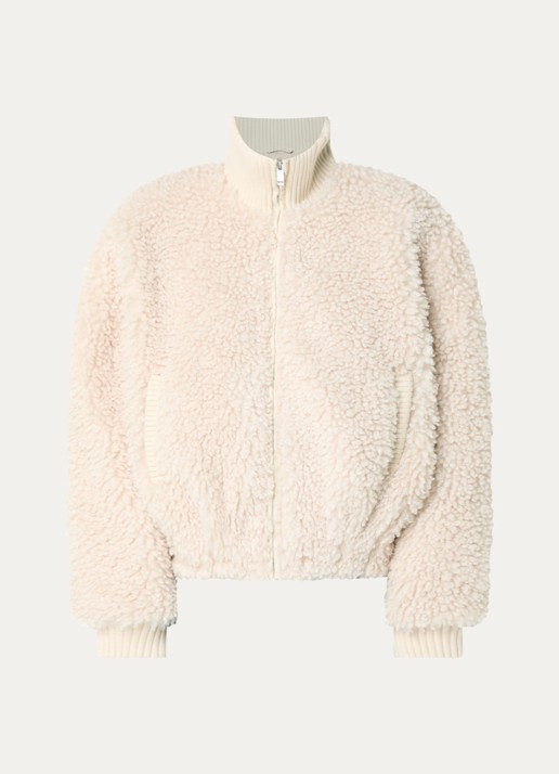 OPUS Halkara jack van teddy met steekzakken - voorkant beige