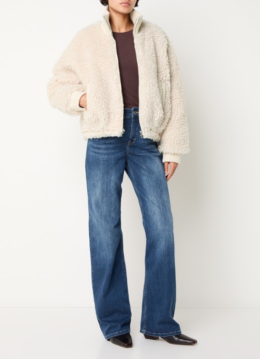 OPUS Halkara jack van teddy met steekzakken - voorkant 2 beige