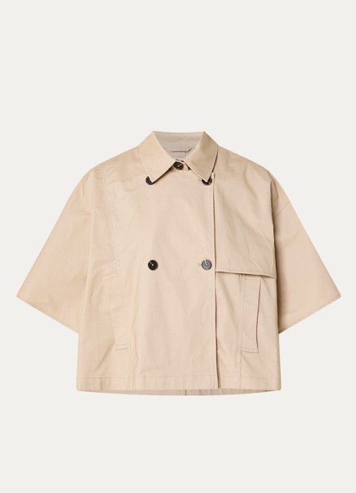 OPUS Hanisse cape met steekzak - voorkant khaki