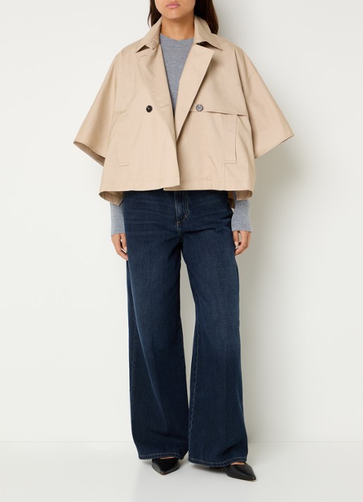 OPUS Hanisse cape met steekzak - voorkant 2 khaki