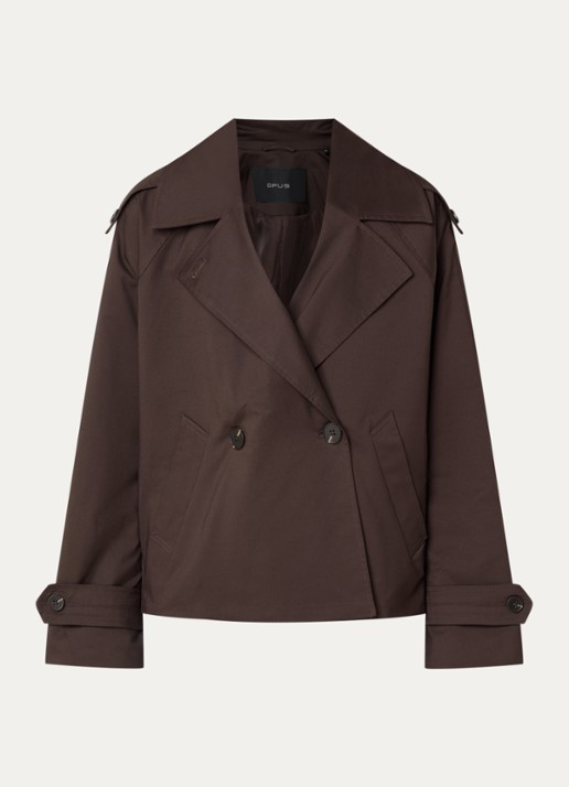 OPUS Haweni trench coat met steekzakken - voorkant 3 donkerbruin