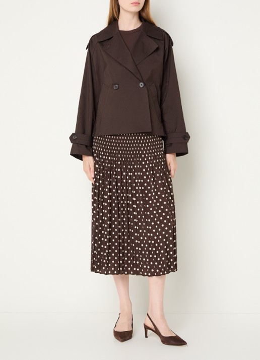 OPUS Haweni trench coat met steekzakken - voorkant 4 donkerbruin