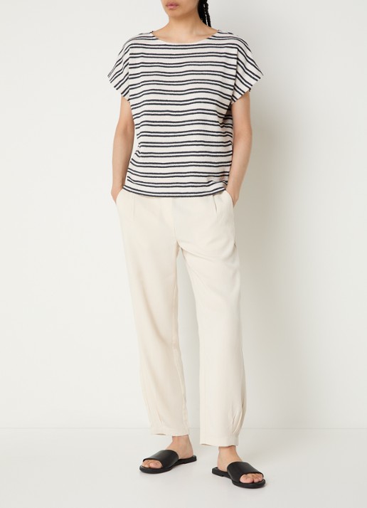 OPUS High waist loose fit pantalon met steekzakken - voorkant 3 wit