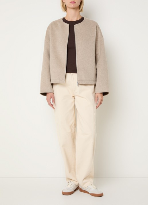 OPUS Hikone jack in wolblend - voorkant 4 beige