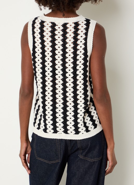 OPUS Ifama tanktop met opengewerkt dessin - achterkant zwart