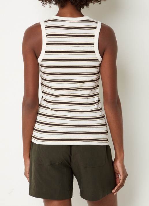 OPUS Ireso Resort tanktop met streepprint en ribstructuur - achterkant 3 gebroken wit