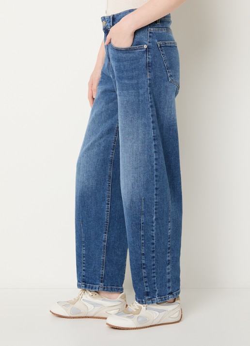 OPUS Lissie mid waist wide fit jeans met medium wassing - detail 5 indigo