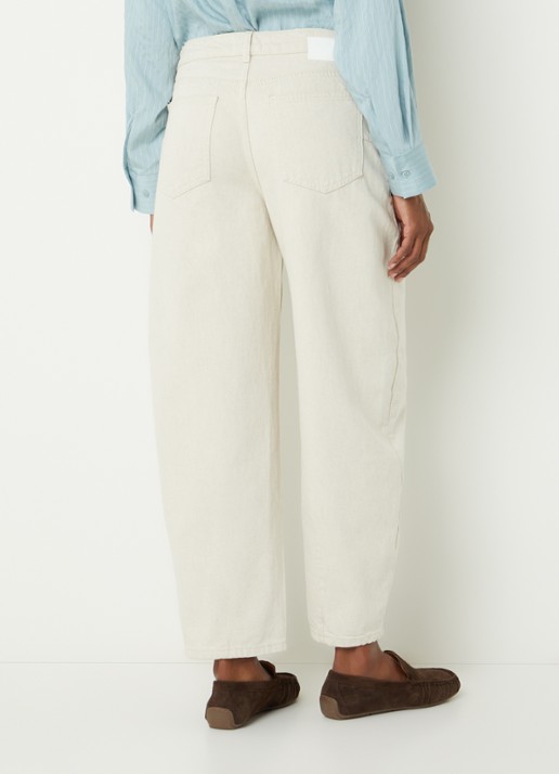 OPUS Lolah mid waist wide leg jeans met gekleurde wassing - achterkant gebroken wit