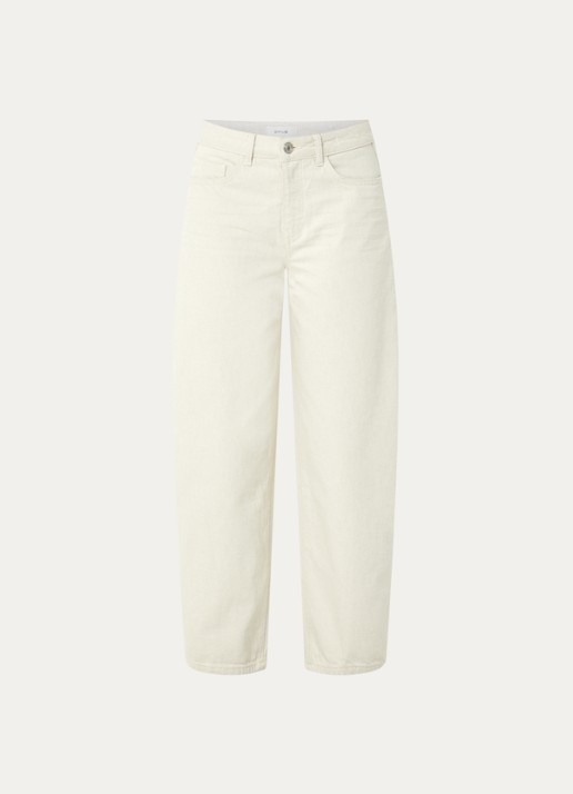 OPUS Lolah mid waist wide leg jeans met gekleurde wassing - voorkant 2 gebroken wit