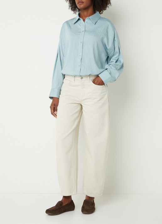 OPUS Lolah mid waist wide leg jeans met gekleurde wassing - voorkant 3 gebroken wit