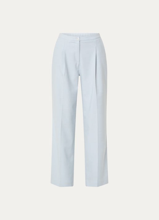 OPUS Maiga French high waist straight fit pantalon in linnenblend met steekzakken - voorkant 3 lichtblauw
