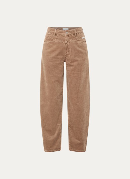 OPUS Mari Cosmo mid waist balloon fit jeans met steekzakken - voorkant 2 lichtbruin
