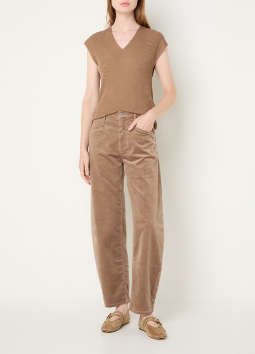 OPUS Mari Cosmo mid waist balloon fit jeans met steekzakken - voorkant 3 lichtbruin
