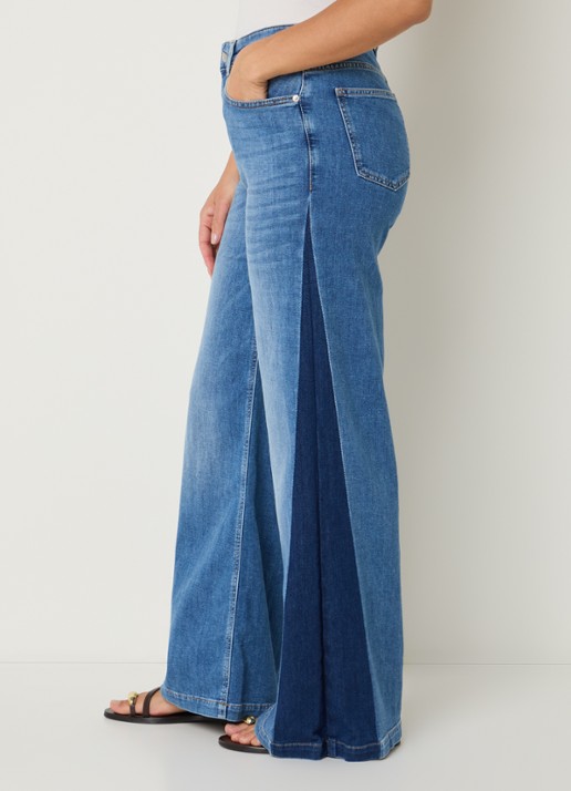 OPUS Mari Meadow high waist wide leg jeans met medium wassing - detail 3 indigo