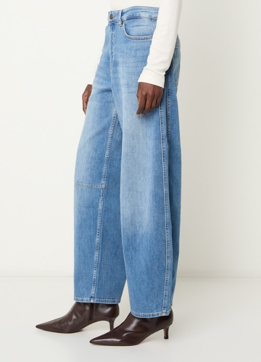 OPUS Mari Vega high waist tapered jeans met lichte wassing - detail 3 indigo