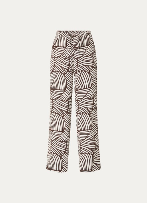 OPUS Marou Botanical high waist straight fit broek met print - voorkant 2 bruin