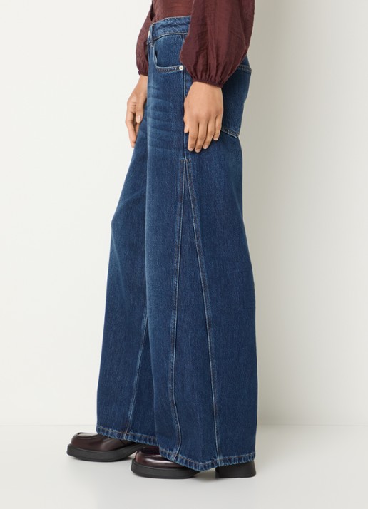 OPUS Meddy Loosy low waist flared jeans met steekzakken - detail 4 donkerblauw