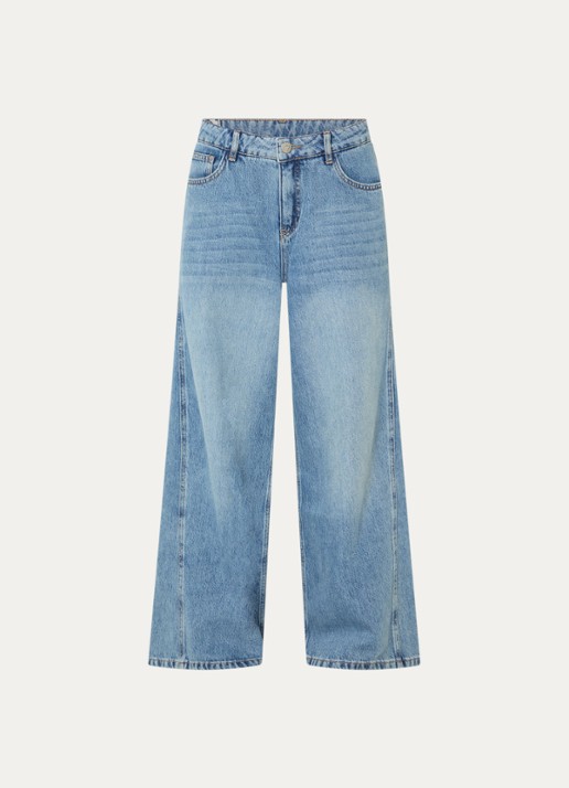 OPUS Meddy Loosy low waist flared jeans met steekzakken - voorkant 3 indigo