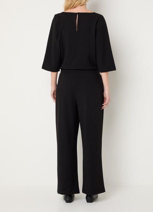 OPUS Mefiza Night loose fit jumpsuit met steekzakken - achterkant zwart