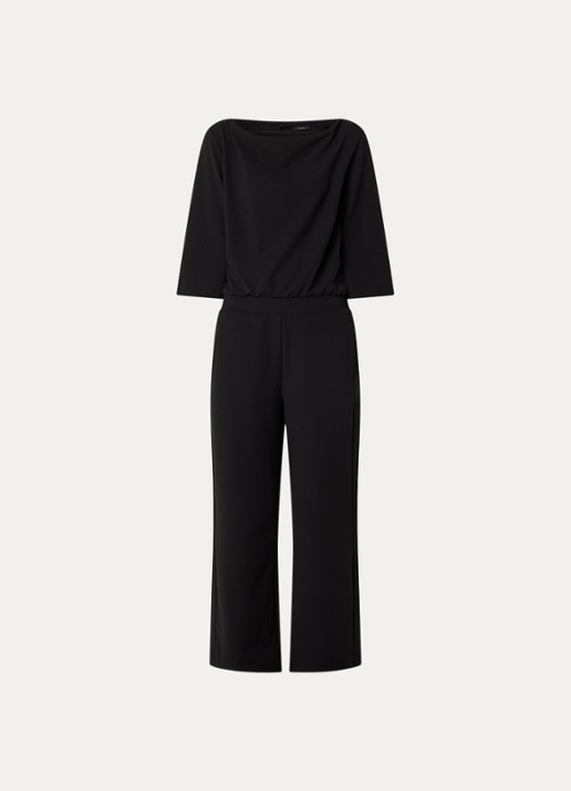 OPUS Mefiza Night loose fit jumpsuit met steekzakken - voorkant 3 zwart