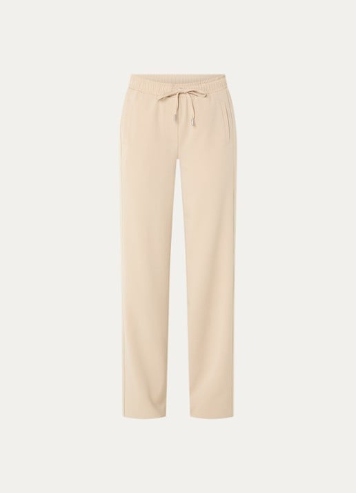 OPUS Melane high waist loose fit broek met steekzakken - voorkant zand