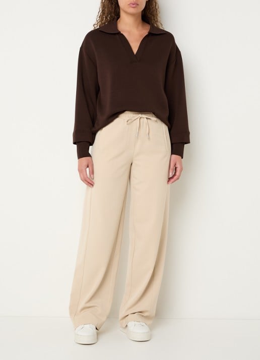 OPUS Melane high waist loose fit broek met steekzakken - voorkant 2 zand