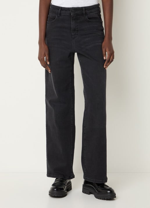 OPUS Melly high waist loose fit jeans met donkere wassing