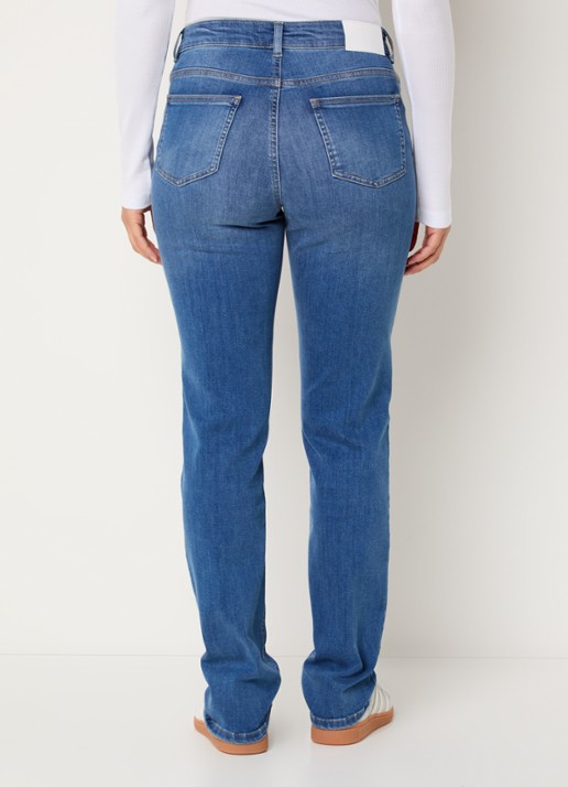 OPUS Melly high waist slim fit jeans met steekzakken - achterkant 3 indigo