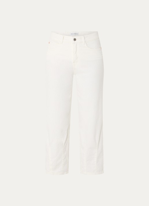 OPUS Melly high waist straight leg cropped jeans met gekleurde wassing - voorkant gebroken wit