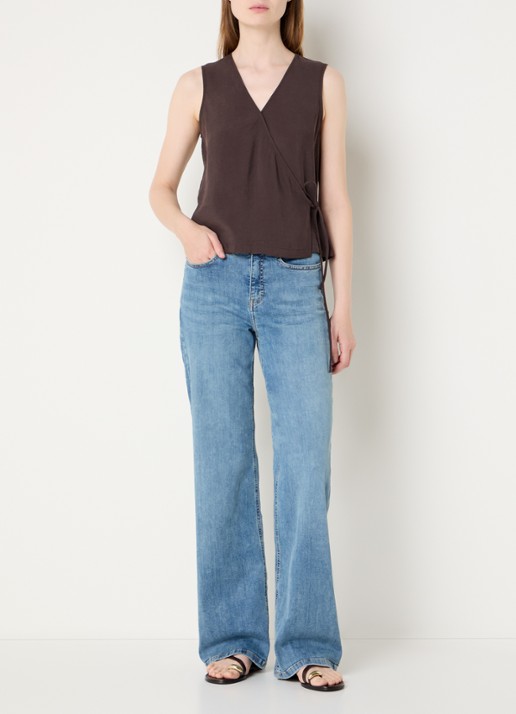 OPUS Melly Modern mid waist straight leg jeans met medium wassing - voorkant 4 indigo