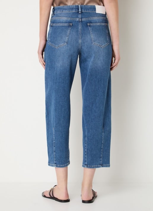 OPUS Melly Twisted low waist cropped tapered jeans met medium wassing - achterkant 5 indigo