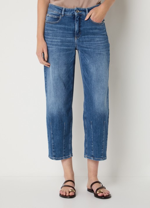 OPUS Melly Twisted low waist cropped tapered jeans met medium wassing